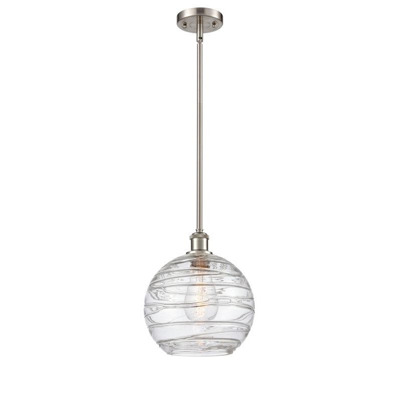 Mott 1 - Light Single Globe Pendant, Brushed Satin Nickel, 6 Watt Vintage LED Bulb, 13" H x 10" W x 10" D
