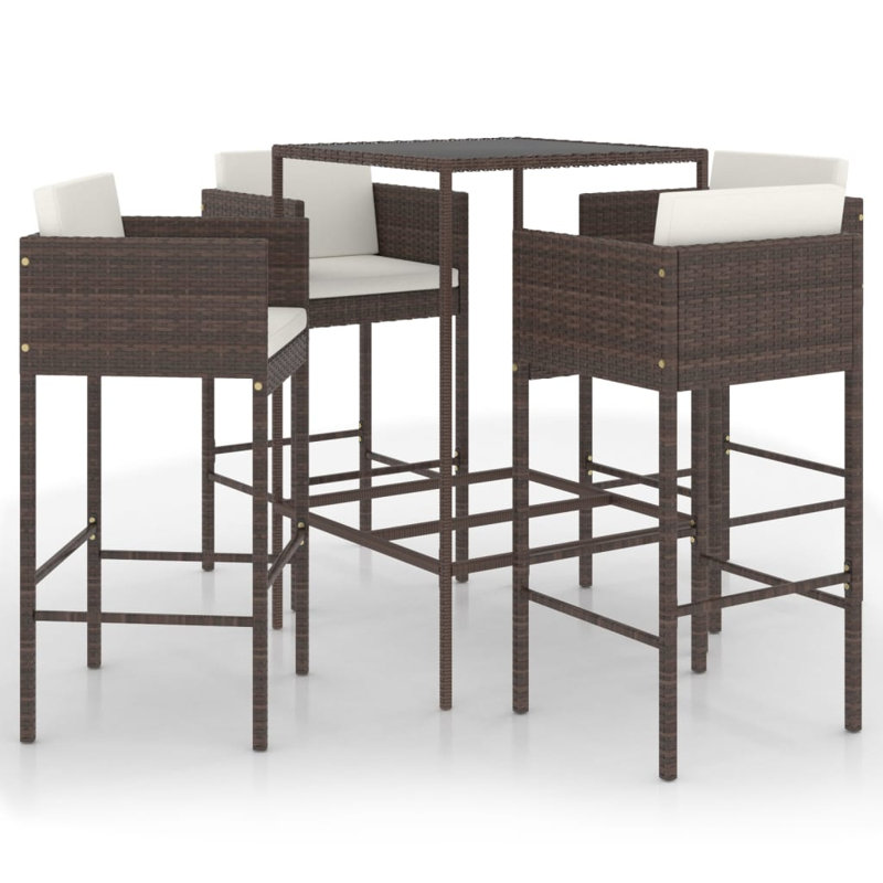 Garden Bar Set with Cushions, Brown