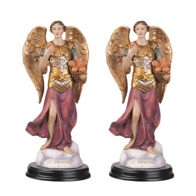 "2-PC Set" ICE ARMOR 6"H Archangel Barachiel Statue Chief of The Guardian Angels Holy Figurine Angel of Blessings  Figurine Statue Ornament Home/Room