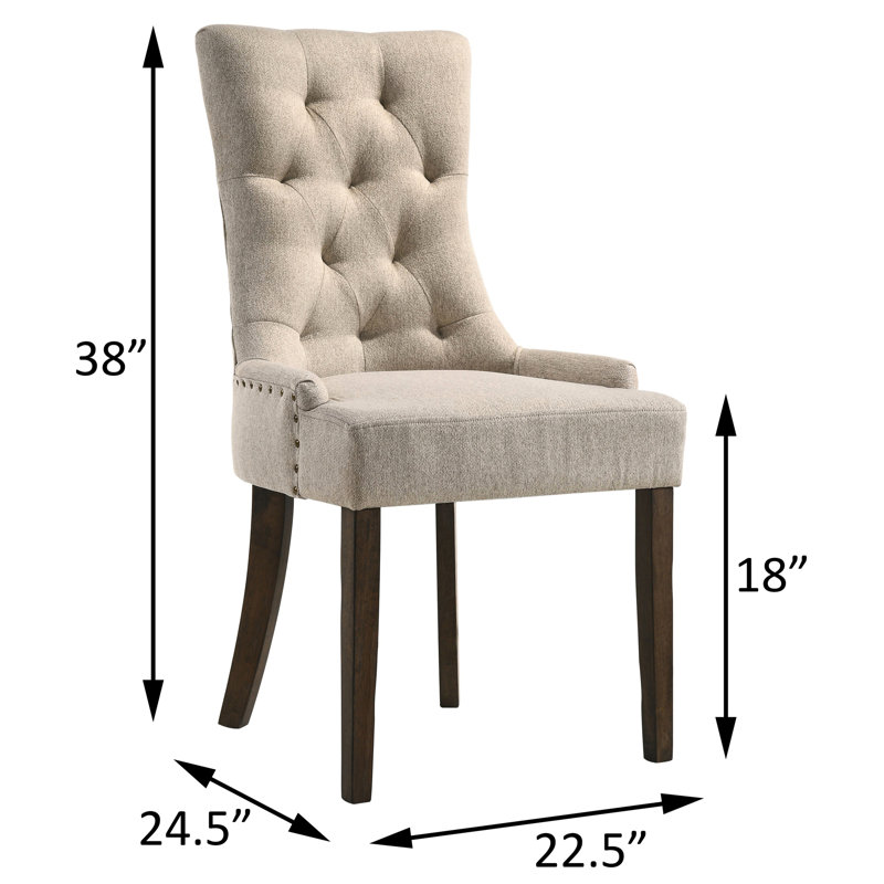 Chaises d'appoint beiges (de 2), ajout classique à la salle à manger, pieds en bois d'hévéa, rembourrage en mousse, teinte chêne vieilli (2), style, forme rectangulaire en bois, nuance