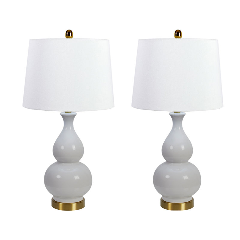 Conyers 26.5" Table Lamp Set with USB, Off-White/Very Light Gray