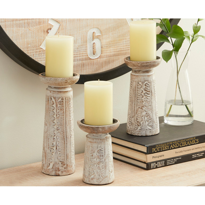 9.90'' H Wood Tabletop Candlestick