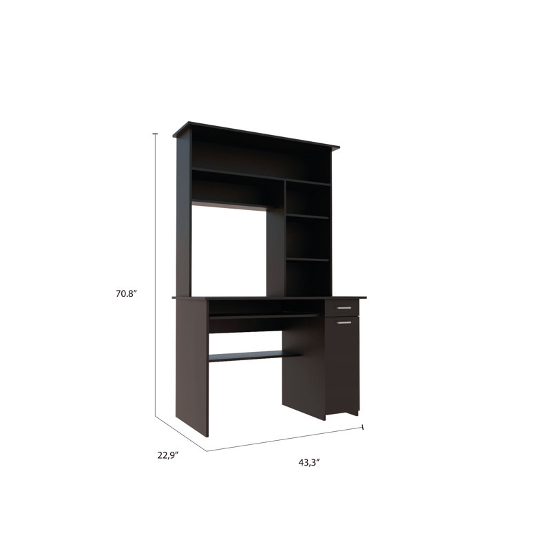 Bureau d'ordinateur à 7 tiroirs avec huche Black Wengue