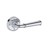 Dunsmoor Privacy Lever with Recessed Round Rose in Lifetime (PVD) Satin Brass