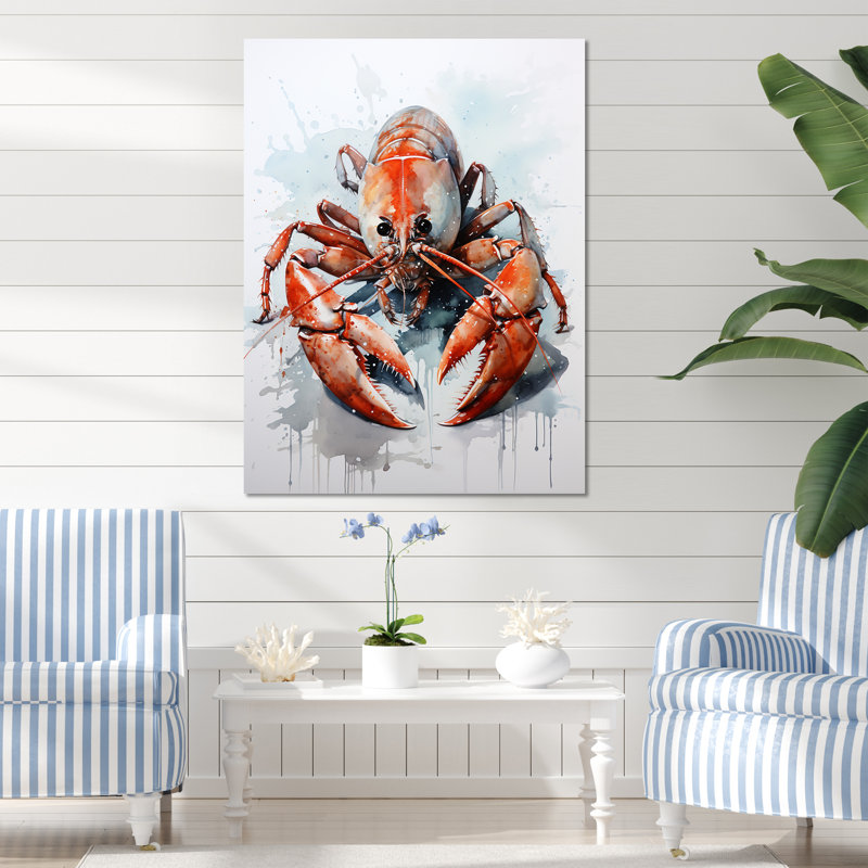 Minimalisme, impression d'écrevisse rouge sur toile, H 32 po x l 24 po x P 1 po, Toile tendue