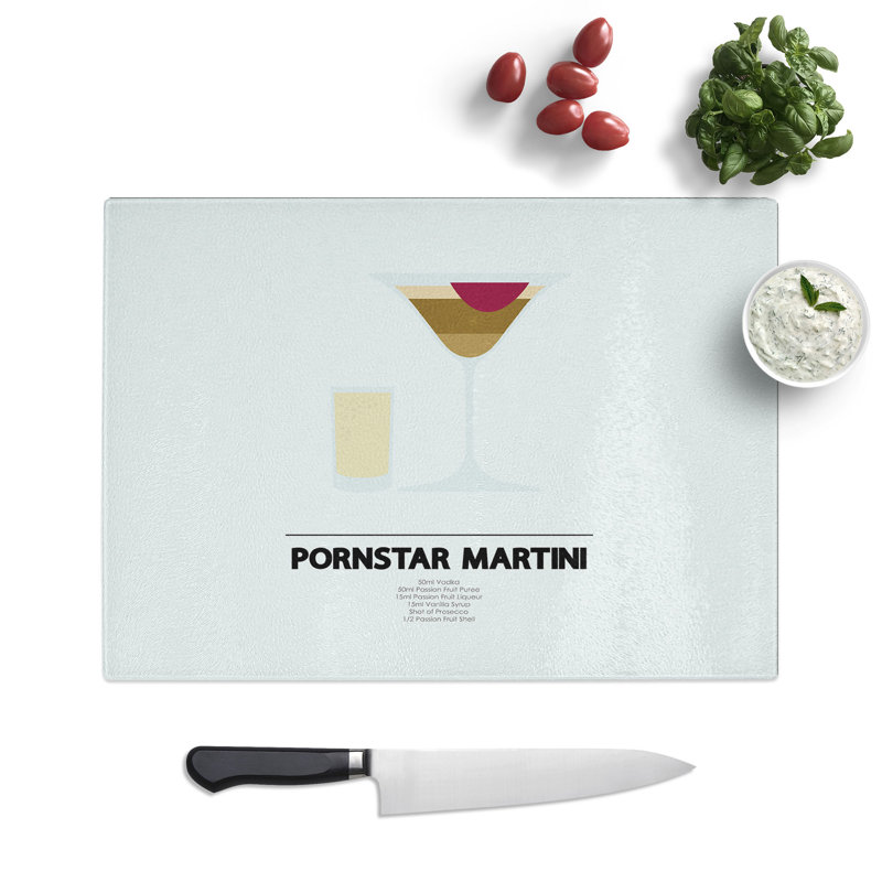 Pornstar Martini Cocktail Chopping Board, 0.4cm H x 20cm W x 28.5cm L