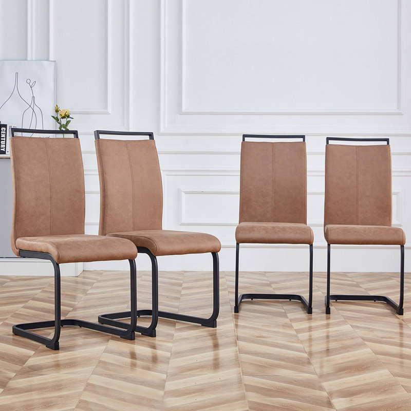 18.9'' H Genuine Leather Upholstered Side Chair