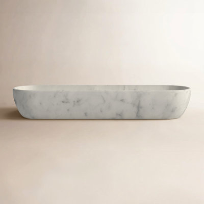 White Marble Organic Shaped Oval Tray