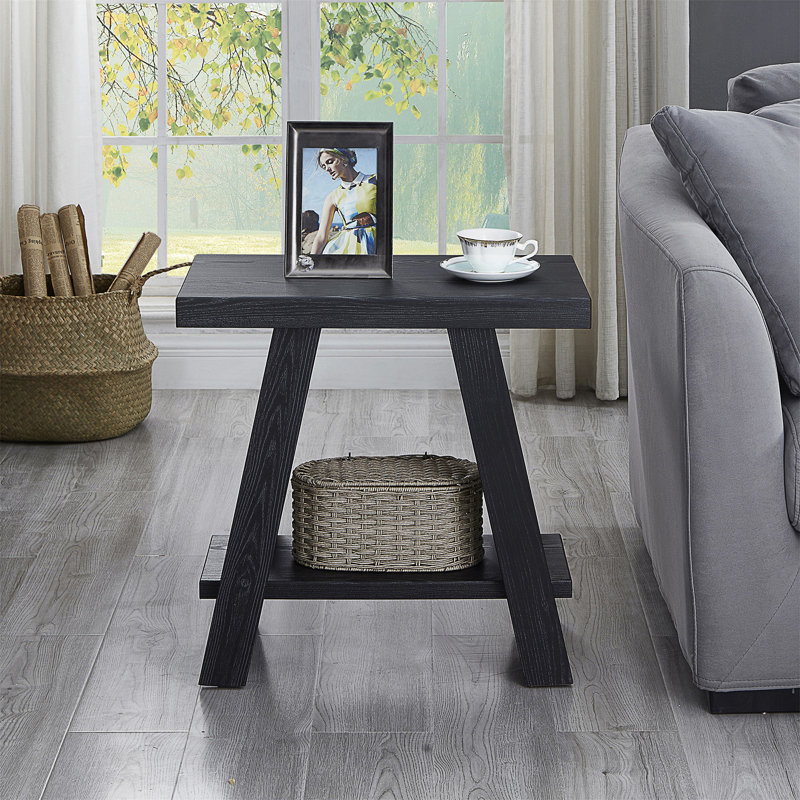 Table d'appoint Contemporary, L 23,5 po x P 14 po x H 22 po, Noir, Noir