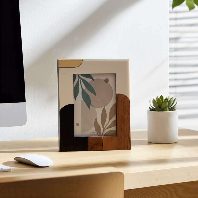 Mid-Century Photo Frame Contemporary Polyresin Multi-Colored Art Deco Decorative Picture Frame Home, 5" x 7"