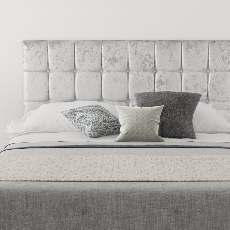 Wellington Upholstered Headboard, Super King (6'), Velvet Silver