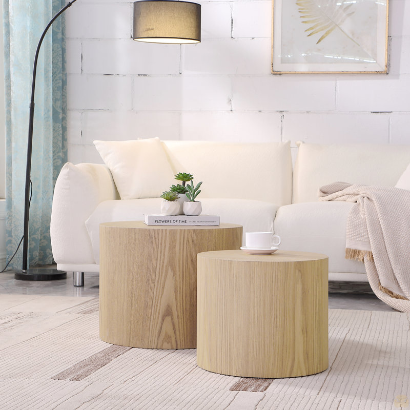 Mdf Side Table/Coffee Table/End Table/Nesting Table Set Of 2, Oak