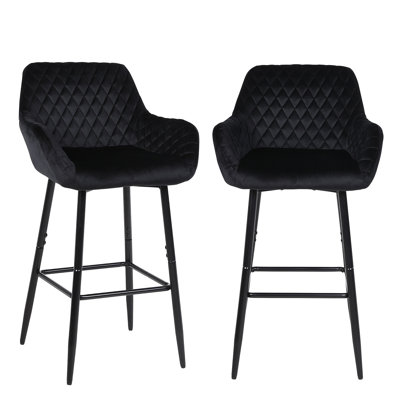 Bar Stools Velvet Fabric With Backrest And Armrests, Auitable For Kitchen, Home, Bar, Counter
