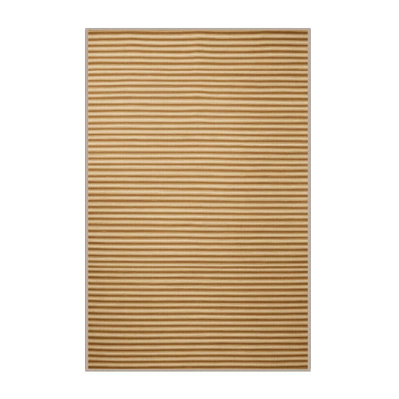 Tapis brun à rayures horizontales lavable à la machine, Rectangle 7 pi x 9 pi