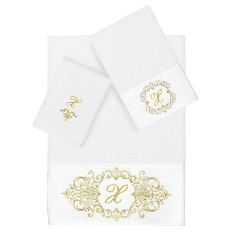 Linum Home Textiles 100% Turkish Cotton MONICA 3PC Embellished Towel Set, X