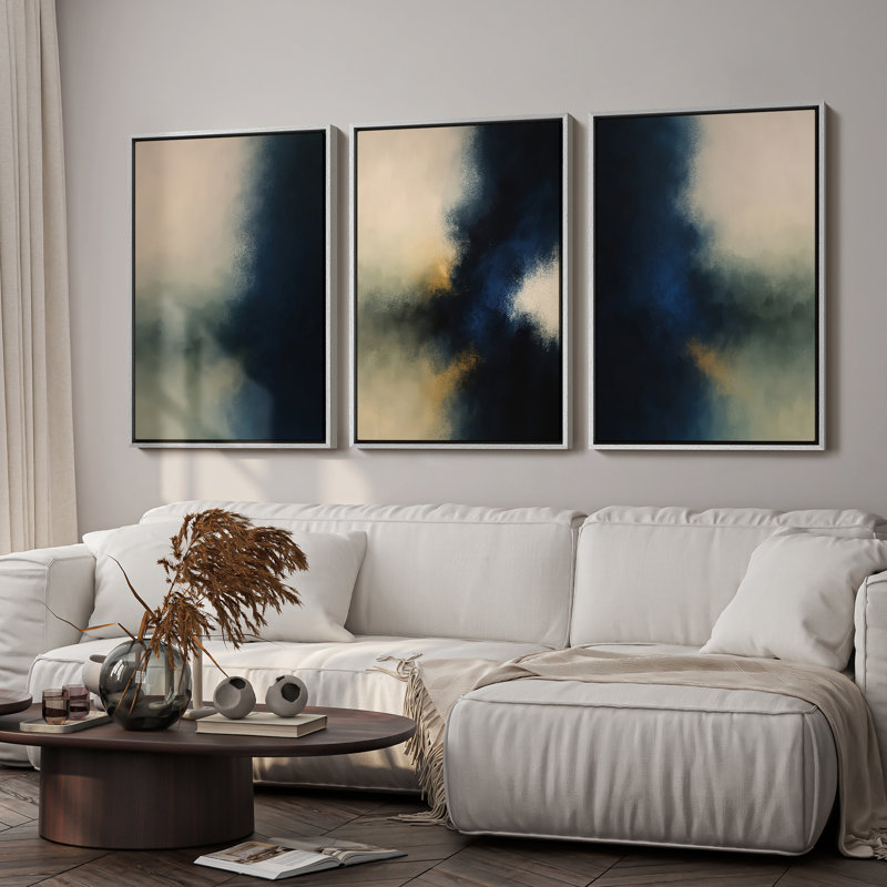 Art mural encadré, rétro, antique, classique pour chambre à coucher - 16 po x 24 po x 3 panneaux, H 24 po x l 16 po, Blanc