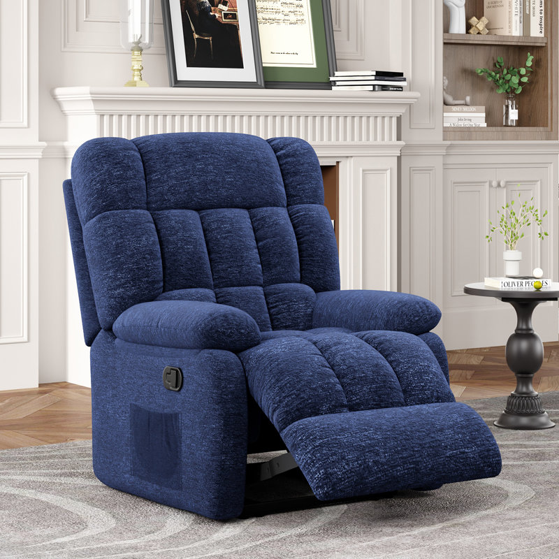 Fauteuil inclinable Darnasia, Chenille classique bleu marine
