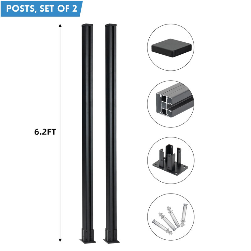 Poteau de clôture en aluminium 6,2 pi H - ensemble de 2