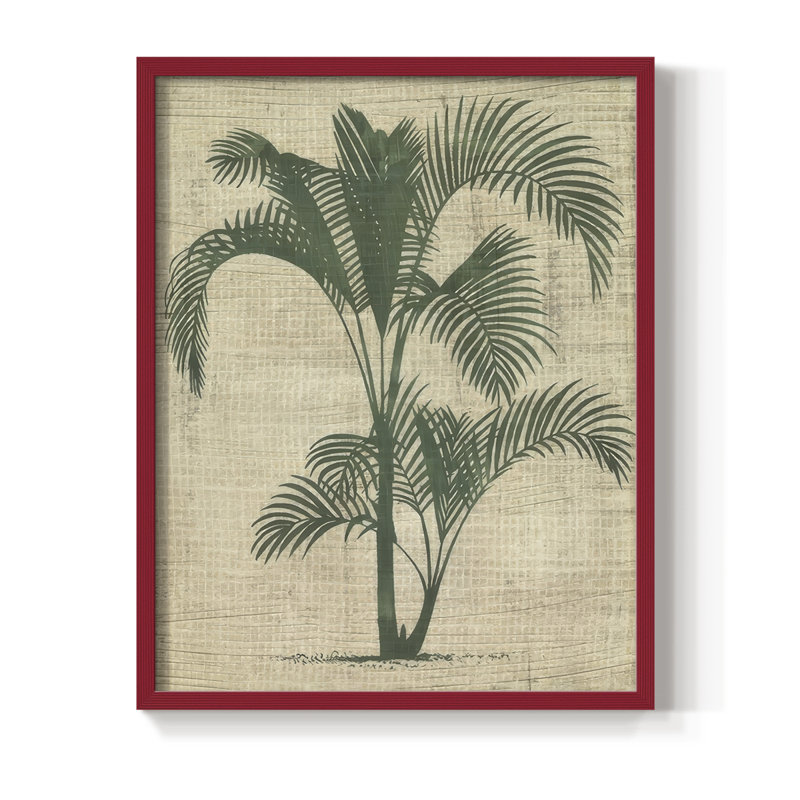 «Palmier en toile de jute silhouette II», H 21 po x l 17 po, Rouge