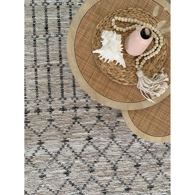 Tapis crème en cuir tissé à la main de style sud-ouest Daimar, Rectangle 8 pi 10 po x 13 pi