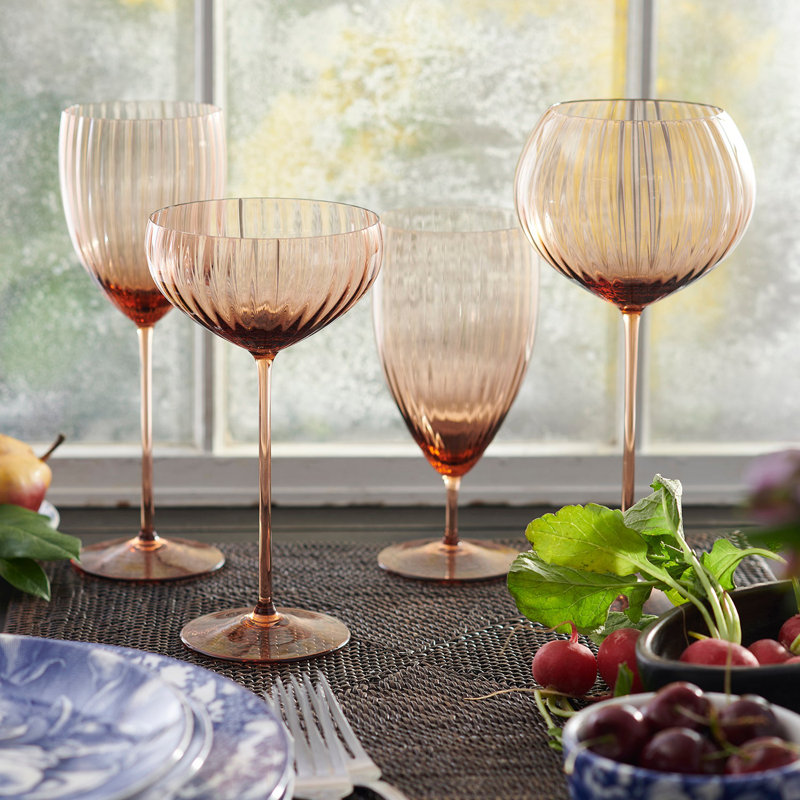 Quinn Handmade Crystal Red Wine Glass, Amber