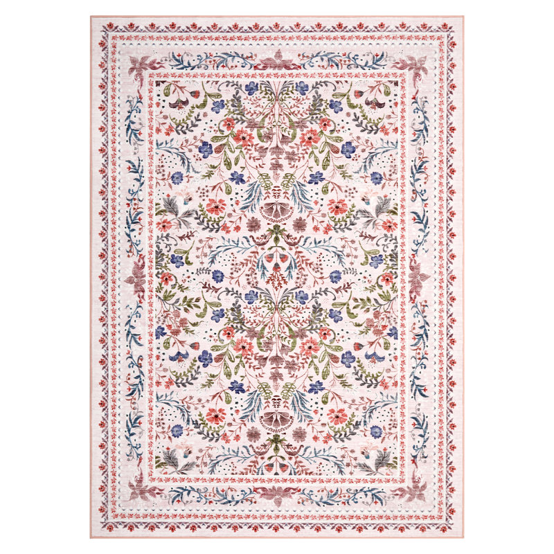 Tapis lavable moderne avec envers antidérapant, 9*12ft, Pink