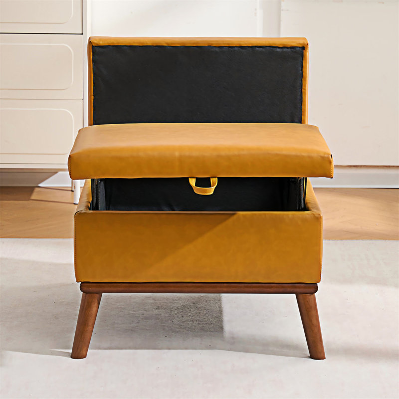 Table basse avec repose-pieds et rangement, Orange / Brun