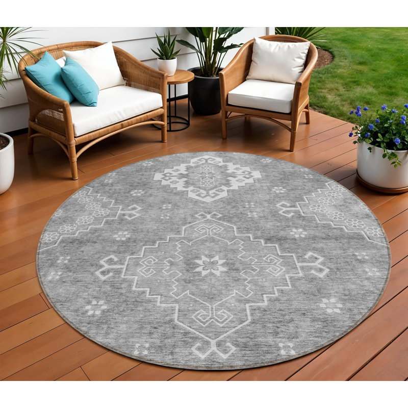 Tapis ivoire rond intérieur lavable 8 'Medallion