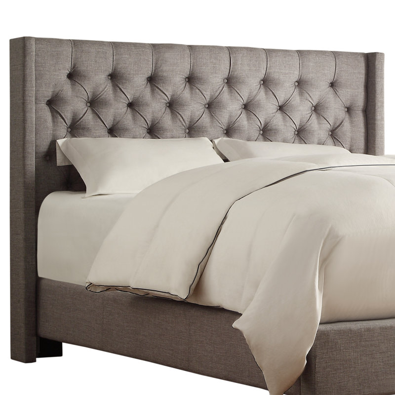 Kaster Upholstered Headboard, Pewter Gray Linen, Queen