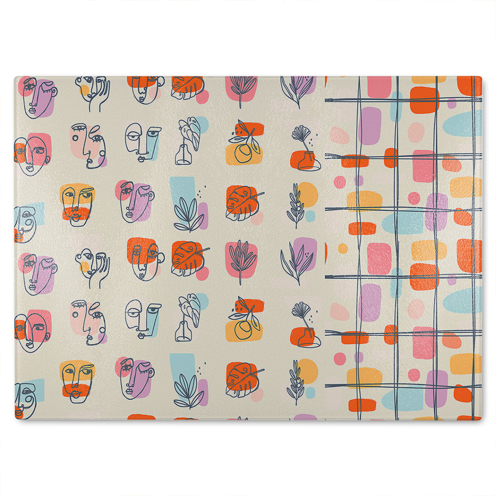 Leaves and Flowers, Abstract shapes Designer Glass Chopping Board