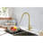 Kitchen Faucet With Pull Down Spray - 360 Rotating High Nozzle, Single Handle For Simple Water Temperature And Flow Adjustment, Corrosion Rust-, Gold Stainless Steel, 16.1 In. Depth, 10.07 Width,-517662826