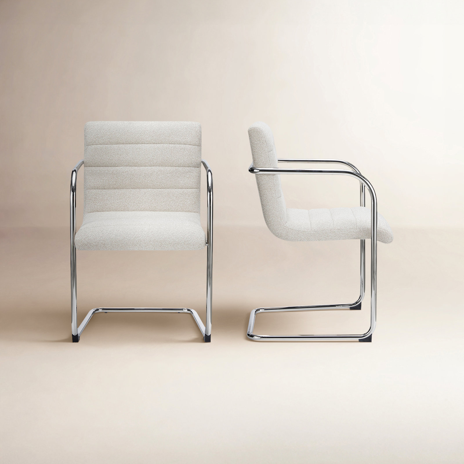 Pedro Dining Chair Green Mohair Set of Two, Beige