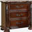Formal Traditional Bedroom 3 Drawer Nightstand with Faux Marble Top, Solid Wood Bedside Table Hand Carved Storage Nightstand, Cherry