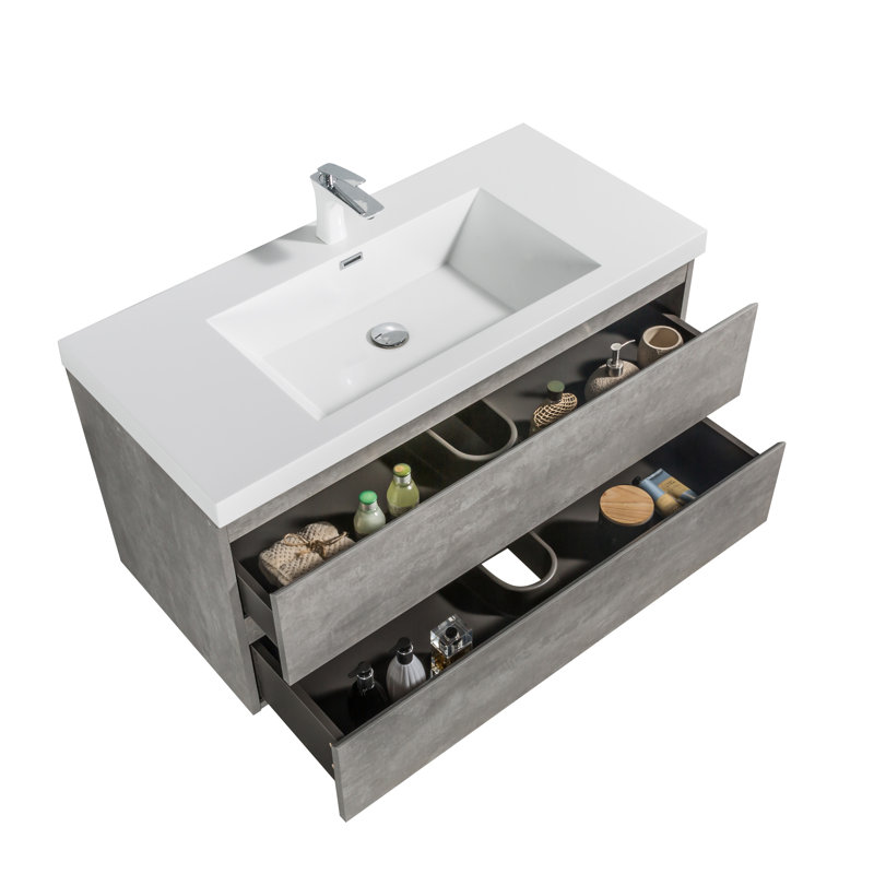 Eustasius 42'' Single Bathroom Vanity with Top, Gray