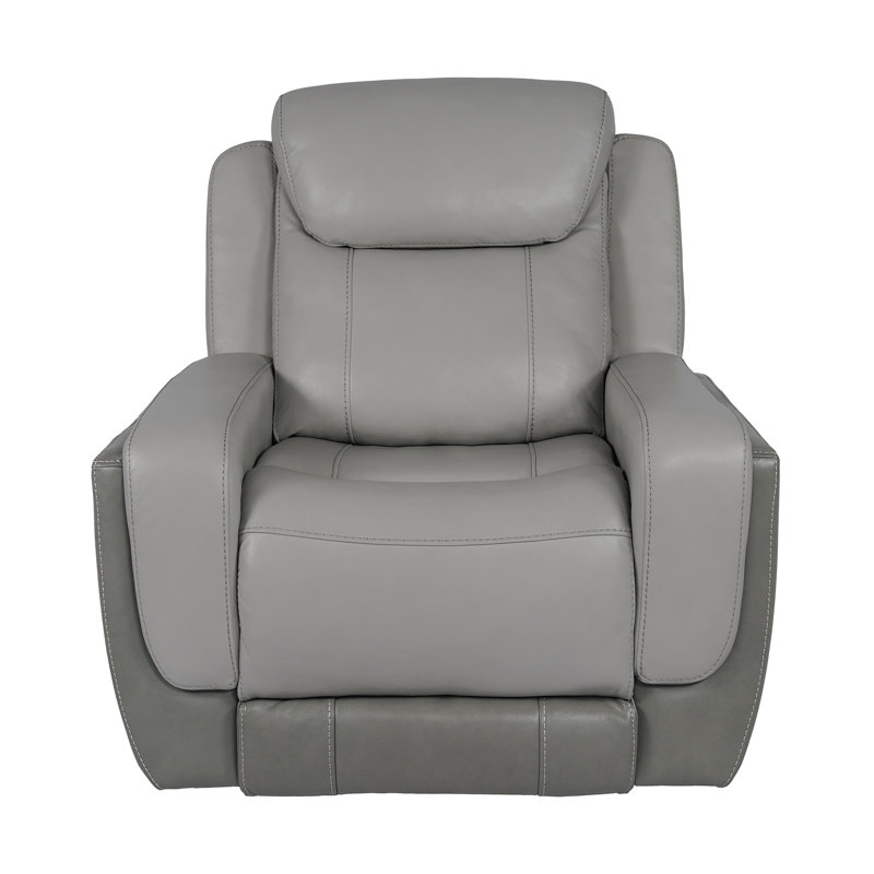 Juna Zero Gravity Power Recliner Chair With Headrest, Gray Genuine Leather
