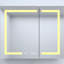 36 po X P 30 H, rectangulaire, aluminium argenté, armoire à pharmacie, DEL intégrée, horloge, fonction de brouillard, miroir de détection automatique intérieur, stations de charge,