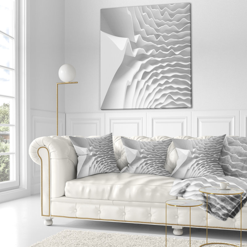 Coussin décoratif ondulations en 3d courbées fractal, H 16 po x l 16 po