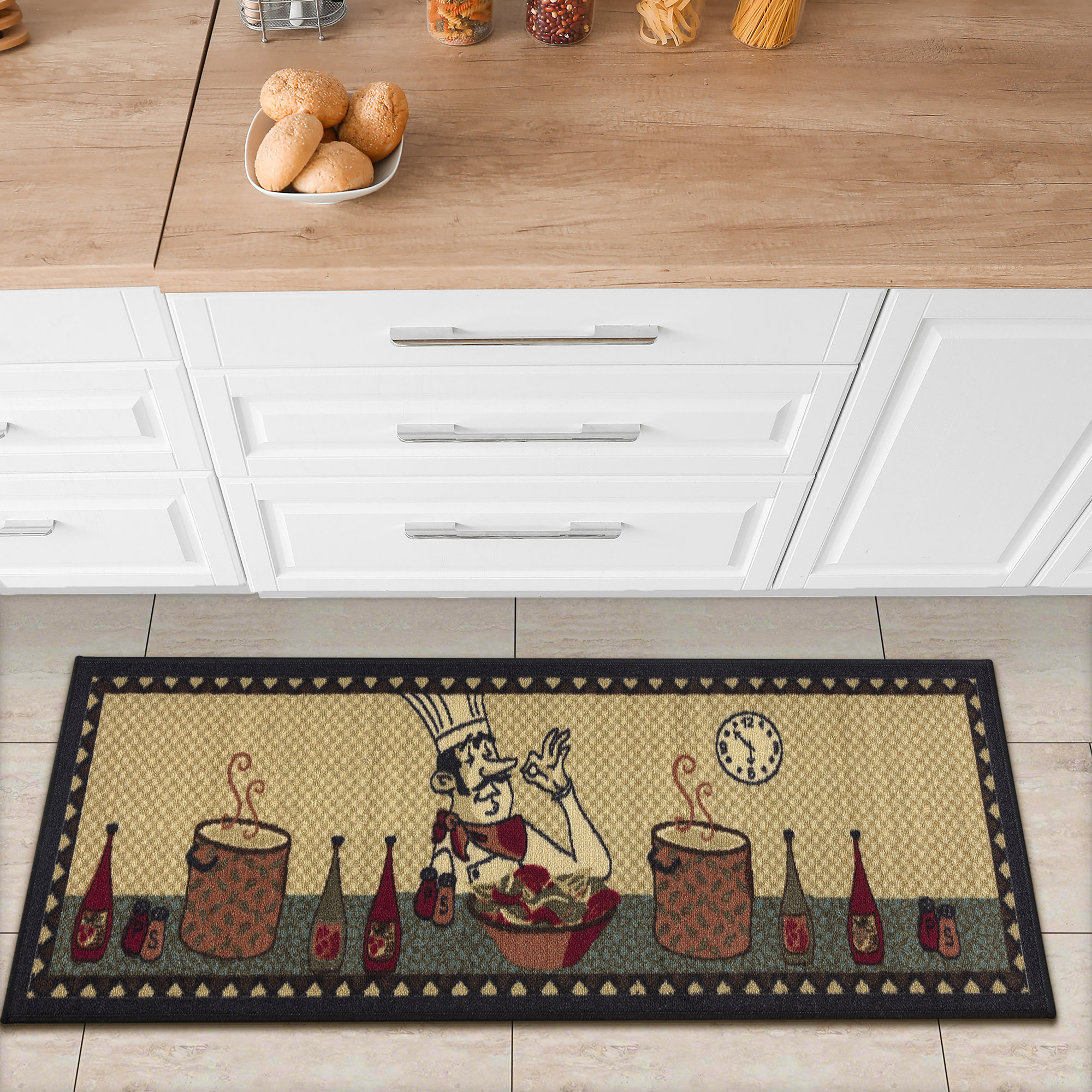 Kitchen Rug Mat Set of 2 Chef Kitchen Rugs and Mats Washable