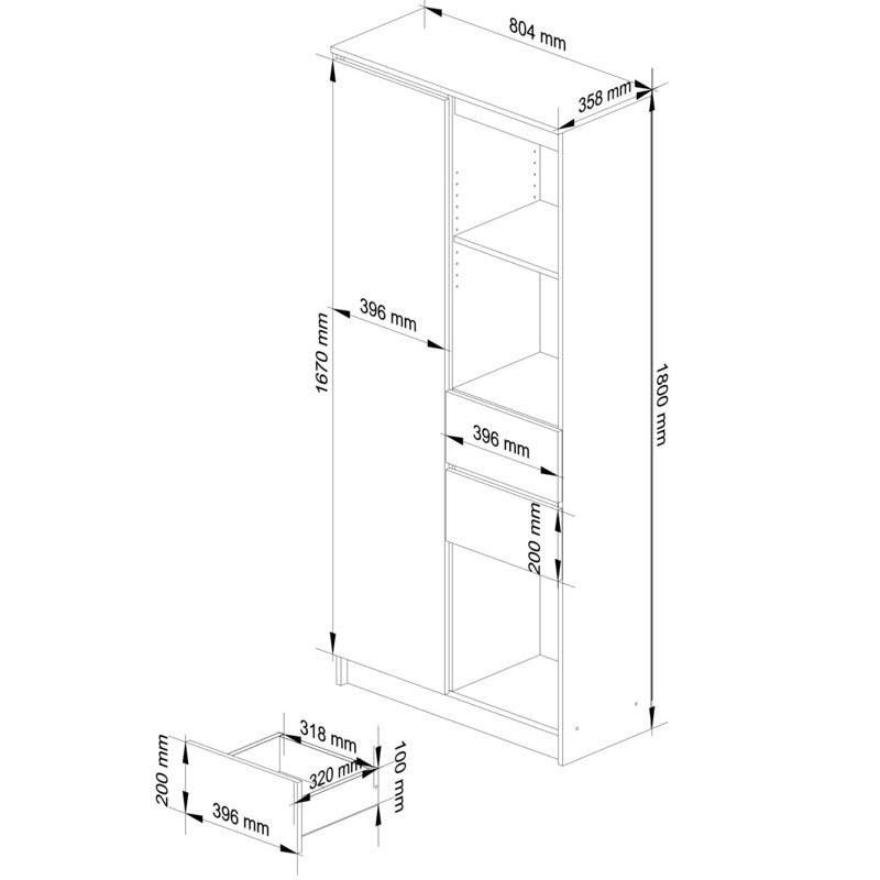 Ayca 180cm H x 80cm W Standard Bookcase