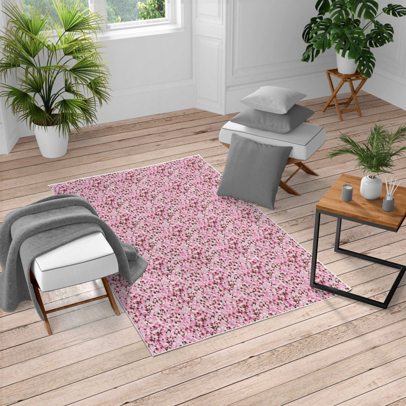 Tapis rose pêche / bourgogne, Rectangle 5 pi 3 po x 7 pi 6 po