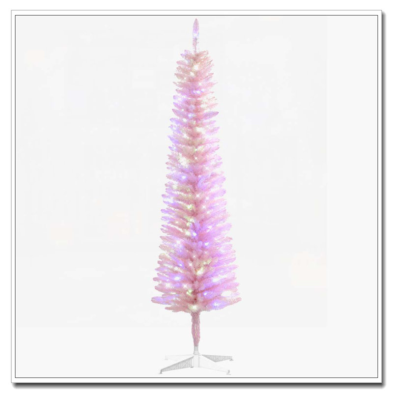Arbre de Noël artificiel rose 5 pi, H 5 pi