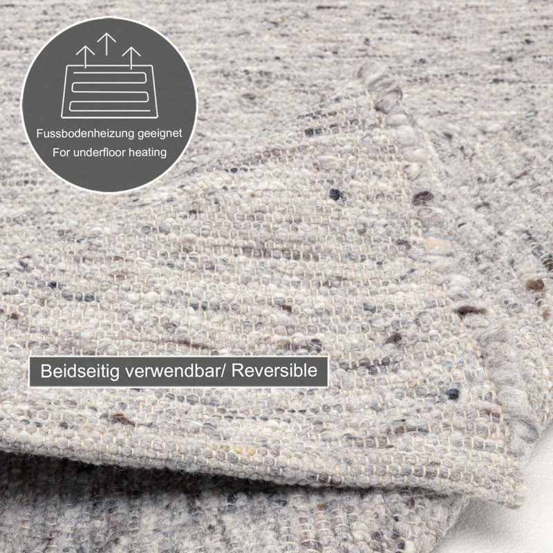 Alm-Glück Hand Loomed Wool Grey/Sand Indoor Rug, Rectangle 140 x 200cm