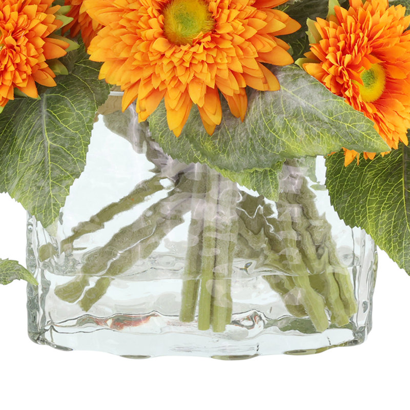 Sunflower Fall Arrangement in a Glass Ripple Vase