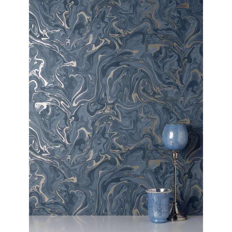 Distinctive Marble Wallpaper, Navy