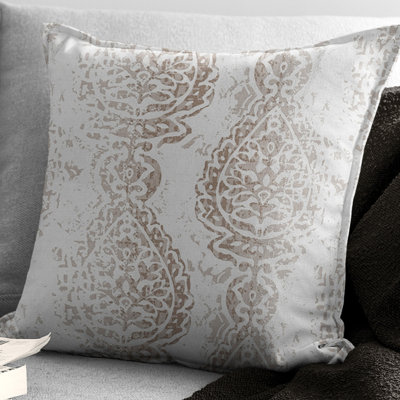 Prasanna Ecru Square Cotton Pillow Cover and Insert