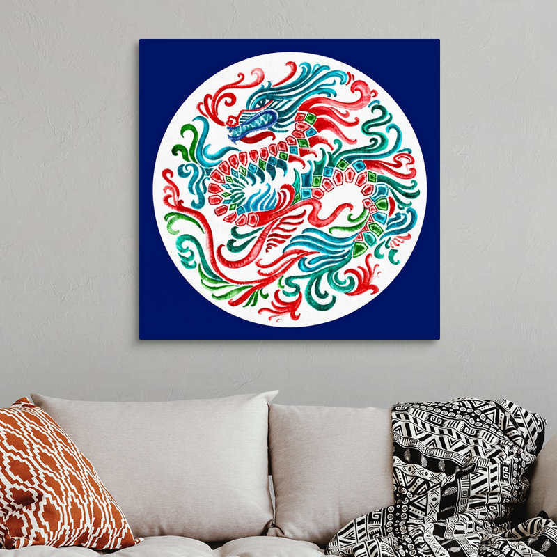 «Flying Dragon» par Eva Watts - reproduction d'art, H 36 po x l 36 po x P 1,25 po, Toile tendue