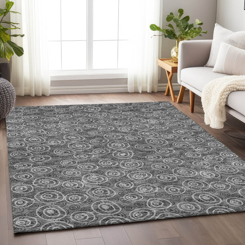 Premium Machine Washable Prisco Gray Rug, Rectangle 8' x 10'