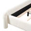 Base de lit tapissier grand format avec tête de lit courbée, lit en tissu moderne avec support en lattes de bois, aucun sommier requis, assemblage facile, blanc-1046312645