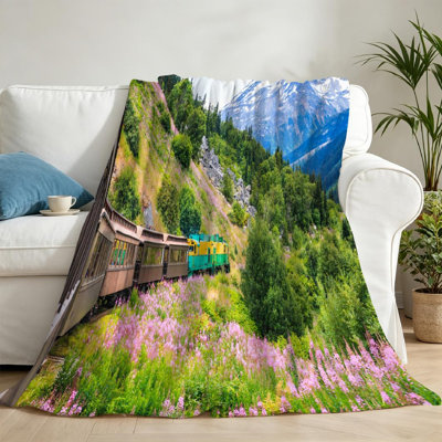 White Ultra Soft Flannel Fleece Throw Blanket,Skagway Alaska The Scenic Single-Sided Print