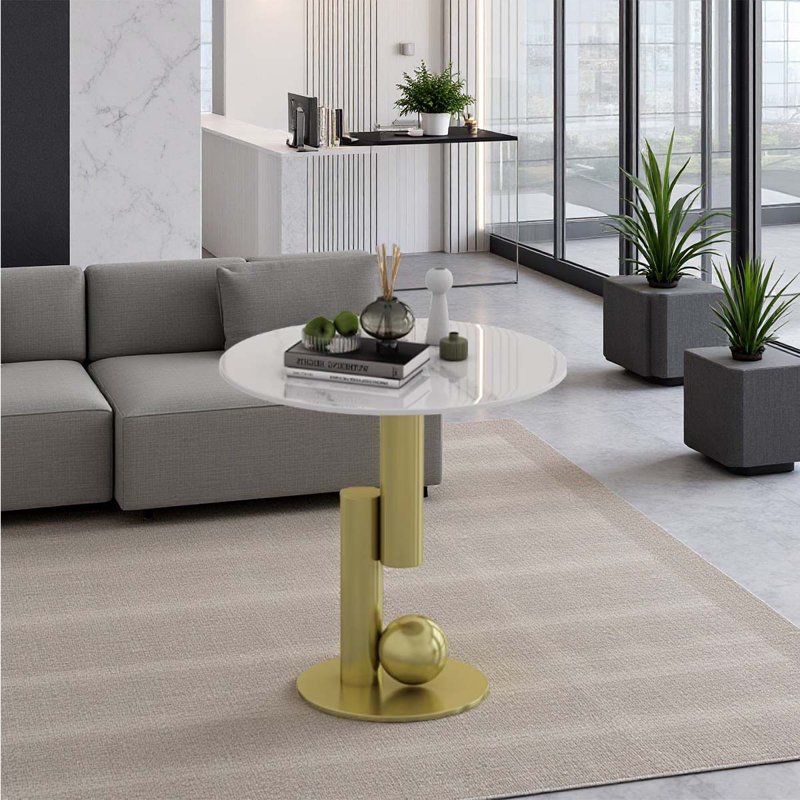 Round white granite reception coffee table